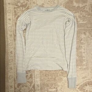 Brandy Melville light blue and White Striped Long Sleeve Tee